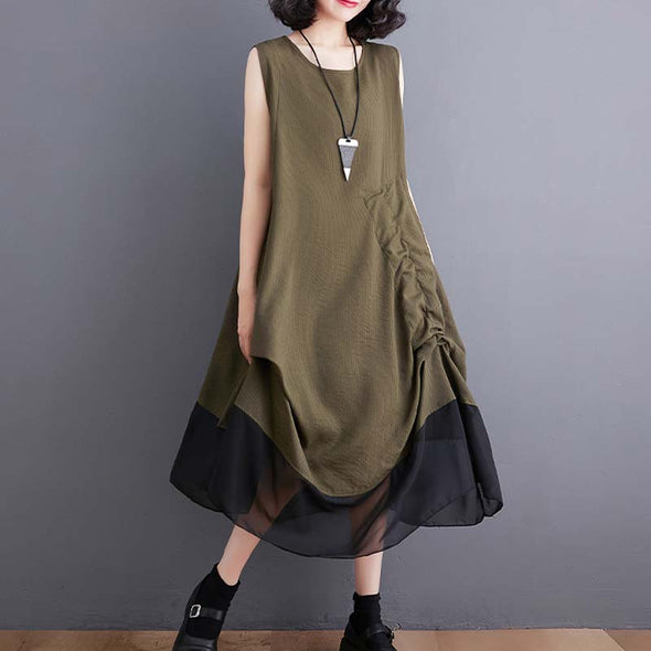【M~2XL】韓国ファッション　タック入り　ジャンパースカート　おしゃれワンピース　夏ワンピース