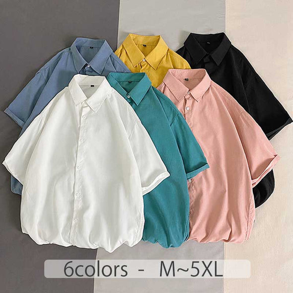 【M~5XL】多色展開　ゆったり　おしゃれシャツ　人気　夏定番　無地　合わせやすいシャツ