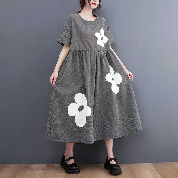 韓国ファッション　おしゃれロングワンピース　花プリント　森ガール　かわいいワンピース　ゆったりサイズ