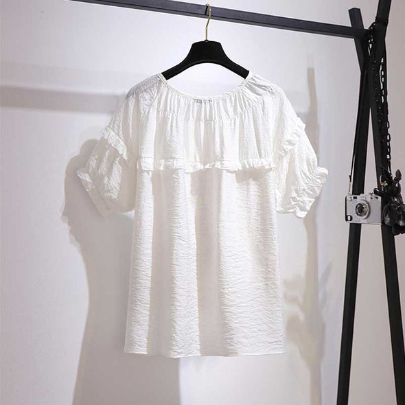 【2XL~6XL】フレア裾　大きいサイズ　無地　大人ファッション　おしゃれ　かわいいブラウス